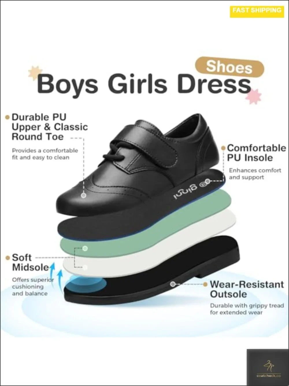 Toddler Boy Girl Dress Shoes Comfortable Wingtip Oxfords Wide Toe Flats